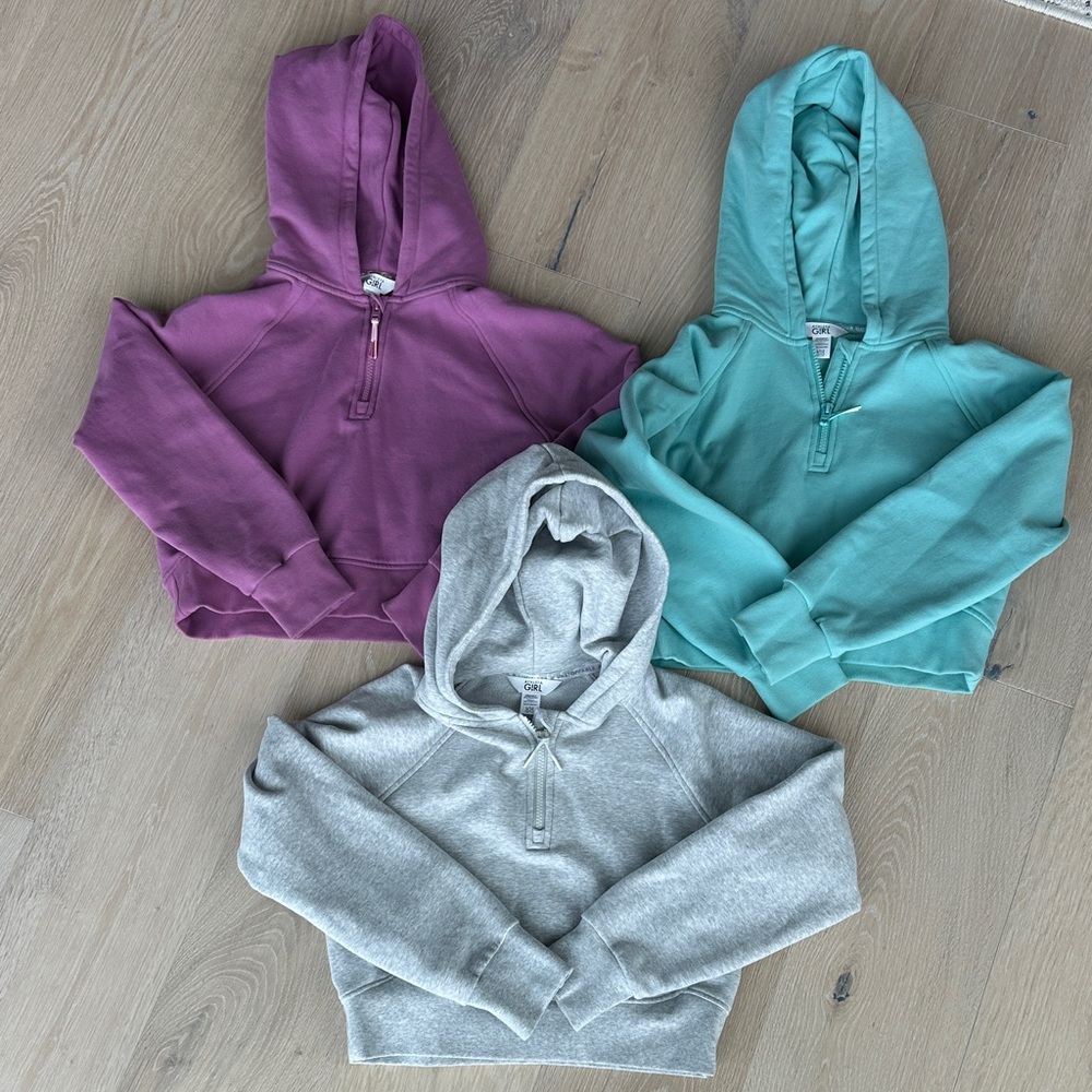 Athleta Girls Cropped Hoodies - Purple, Teal, Gray
